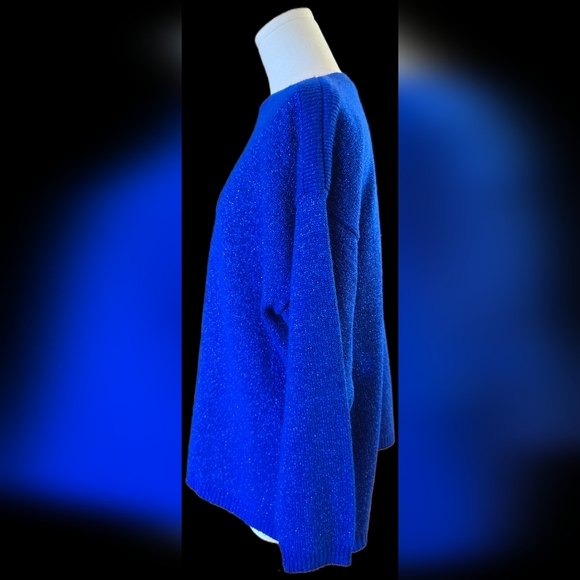 Elegant Shimmery Blue Women's Sweater - Picture 3 of 8